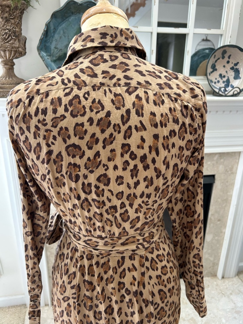 Ralph Lauren Leopard-Print Midi Shirt Dress - Brown/Tan - Picture 10 of 13